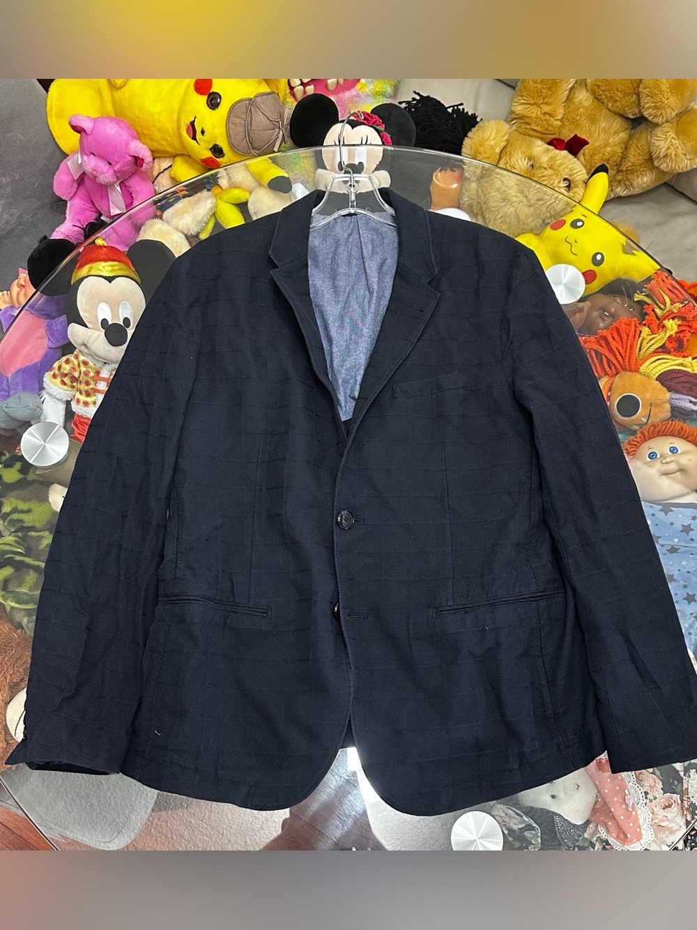 Armani Exchange Men’s Navy Blue Textured Blazer Jacket Size 42